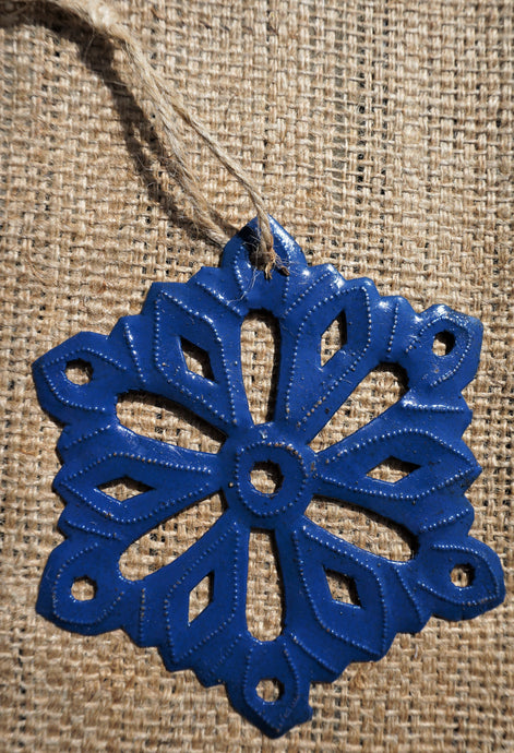 Dark Blue Snowflake Ornament - 5.5